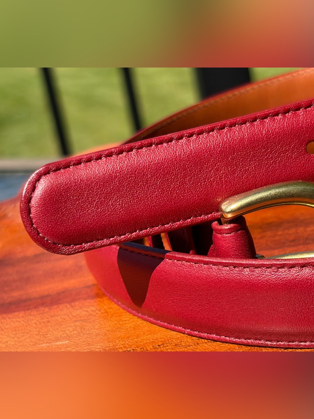 Vintage COACH Red Leather Belt Brass Buckle 8400 EUC - Picture 10 of 11